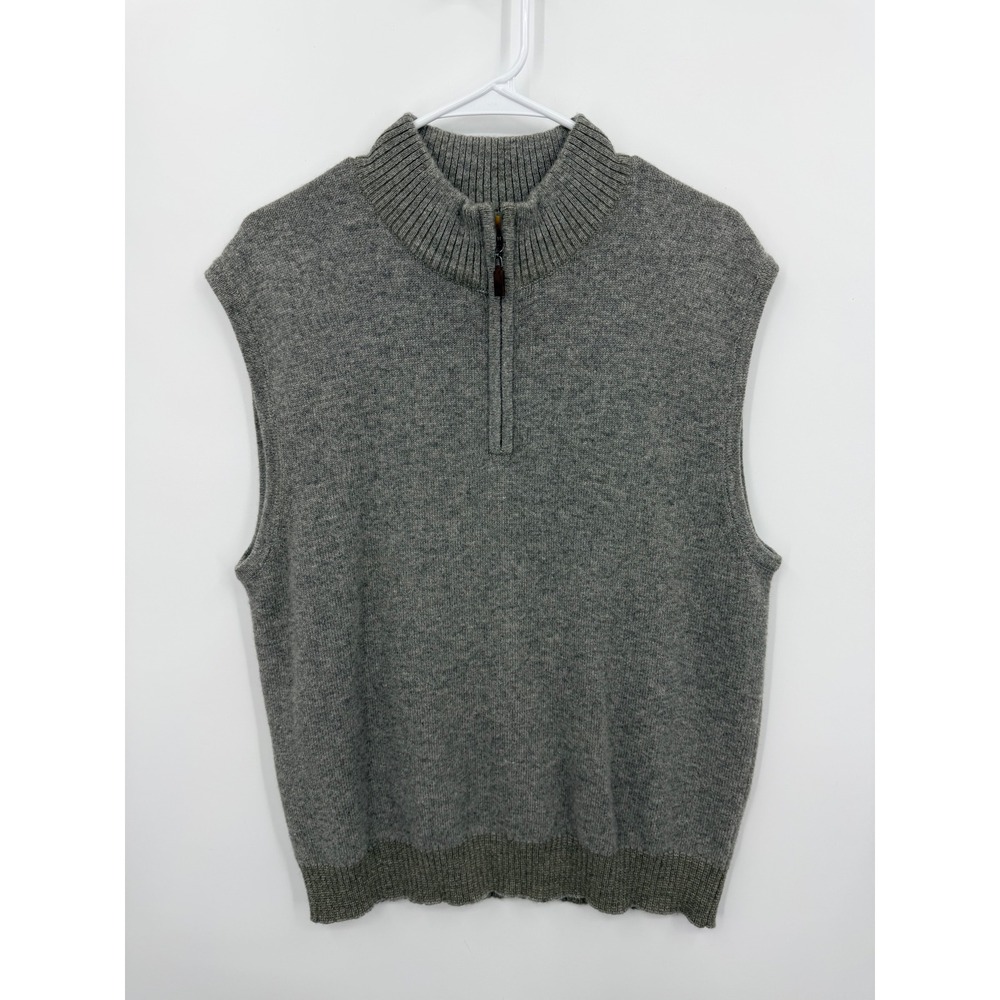 Robert Talbott Carmel Quarter Zip Sweater Vest Mens Size M Grey‎ 100% Cashmere